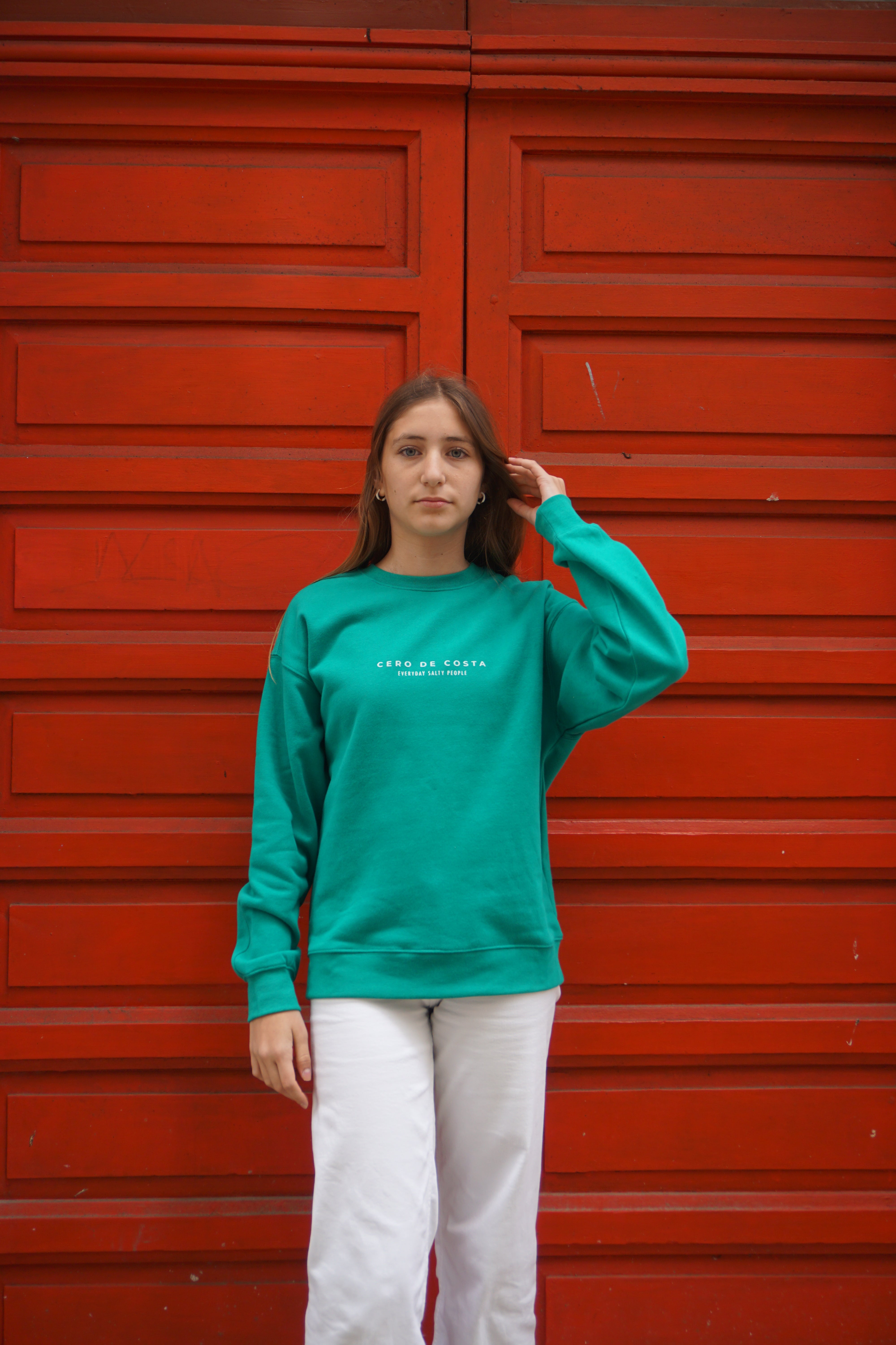 SUDADERA VERDE/AZUL CELESTE "CERO DE COSTA" PLAYAS SURF